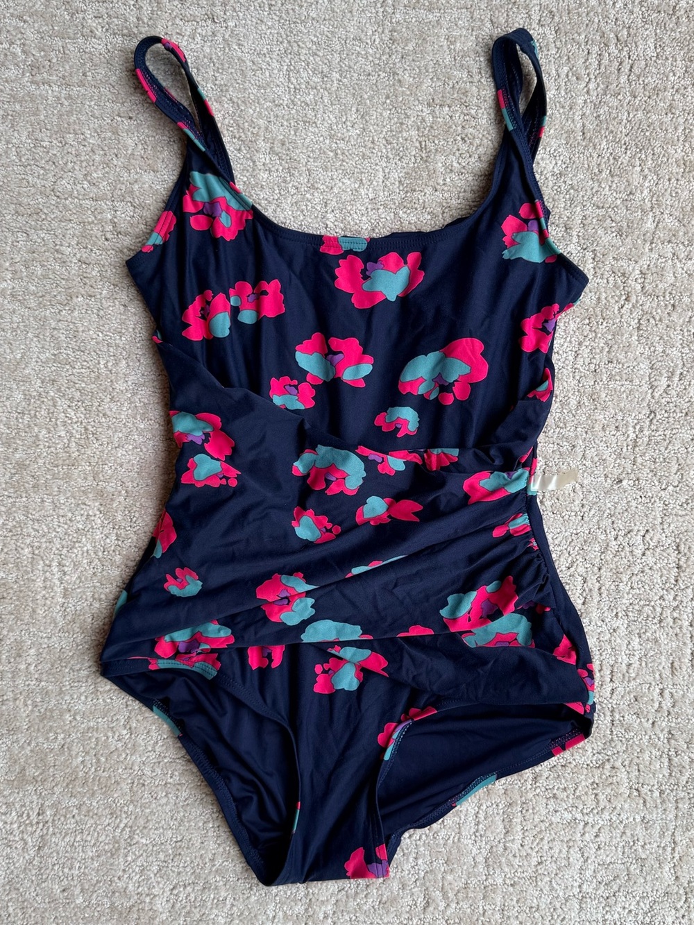 DKNY Navy Floral One-Piece Swimsuit - tummy control